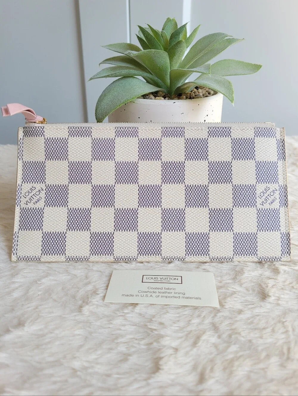 Louis Vuitton FELICIE Insert Coin Make Up Purse Wallet Damier Azur Rose